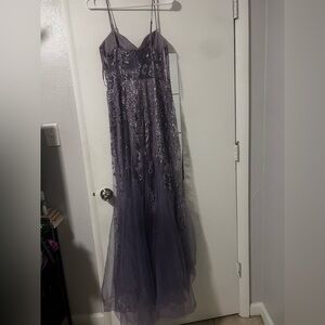 Elegant Purple Spaghetti Strap Gown